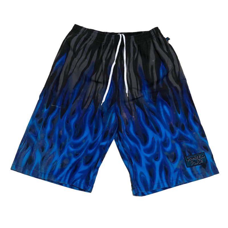 Kangaroo pause blue burning flames print shortpant