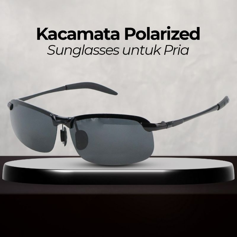 Kacamata Polarized Sunglasses untuk Pria &amp; Wanita - 3403 - Black/Black