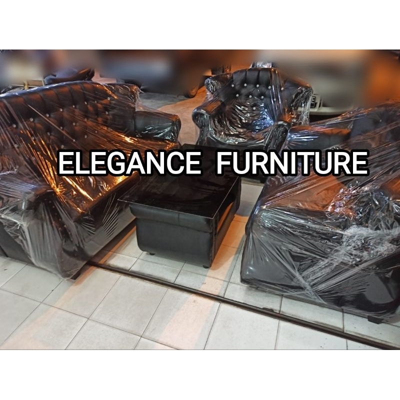 Sofa Jaguar Black Hitam 321 SET Meja Kursi tamu Pekanbaru saja