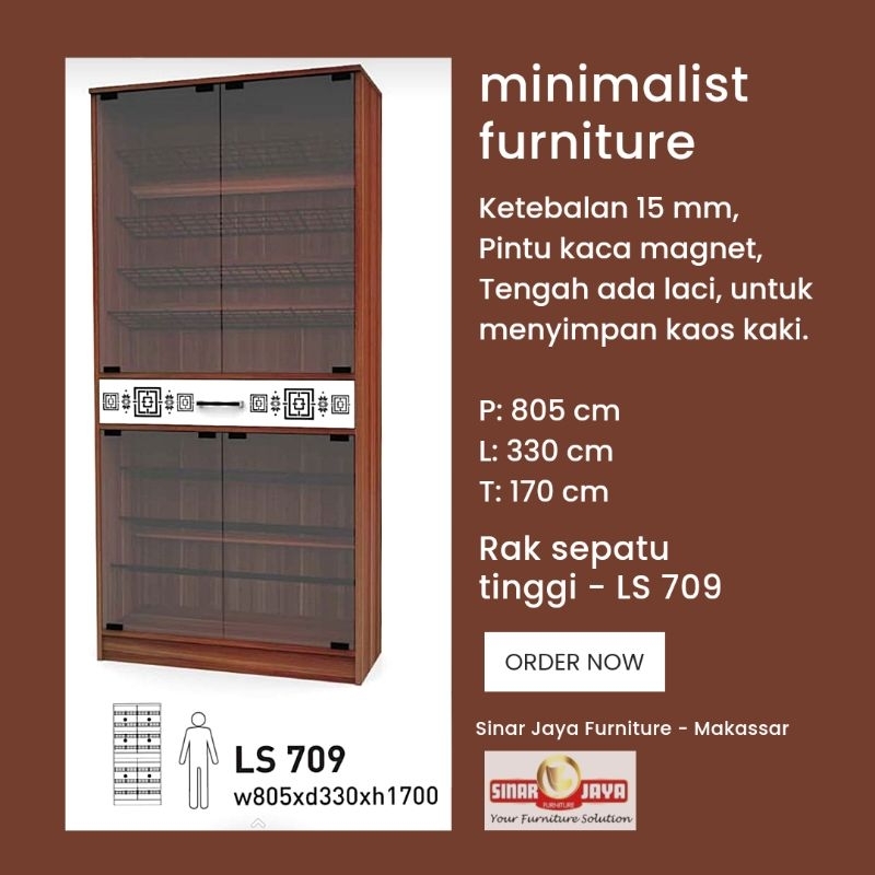 Rak sepatu tinggi 2 tingkat/LS709 - LS609/Coklat - Abu abu - Hitam