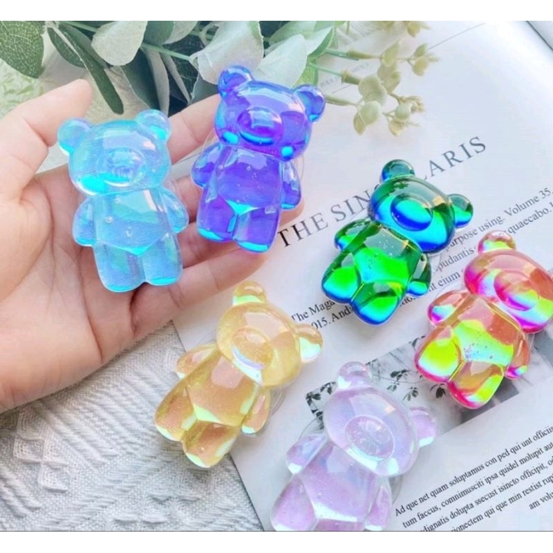 GUMMY BEAR - Griptok 3D Resin Transparan/ Phone Holder/ Phone Grip High