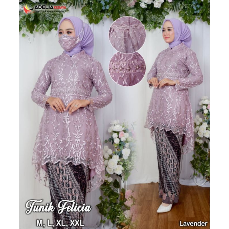 IndahKebaya • SETELAN KEBAYA TUNIK FELICIA / KEBAYA MODERN KEKINIAN / TUNIK BUSUI FRIENDLY SANGHAI / KEBAYA KONDANGAN WISUDA LAMARAN COUPLE KELUARGA