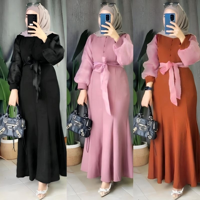 DEA GAMIS PREMIUM CRINKLE MIX ORGANZA LD 110-115 // DEA DRESS DUYUNG TERBARU WANITA CRINKLE MIX ORGA
