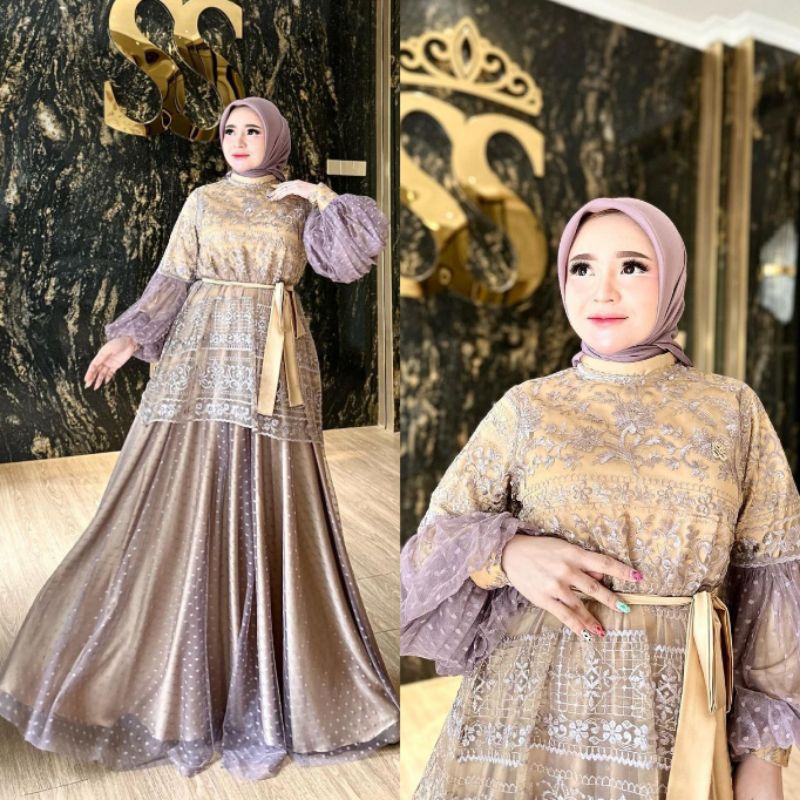 Dress Brokat lebaran ORI BRAND SHELLASAUKIA
