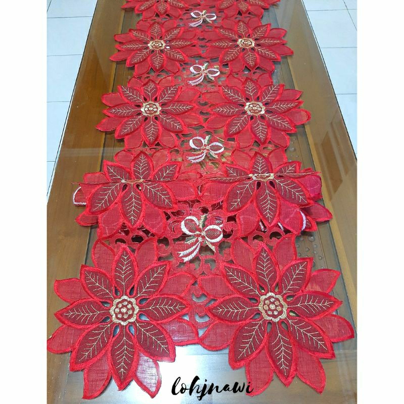 Taplak Meja 40x180 cm Bordir Kerancang Table Runner Buffet Shabby Chic Premium Cantik