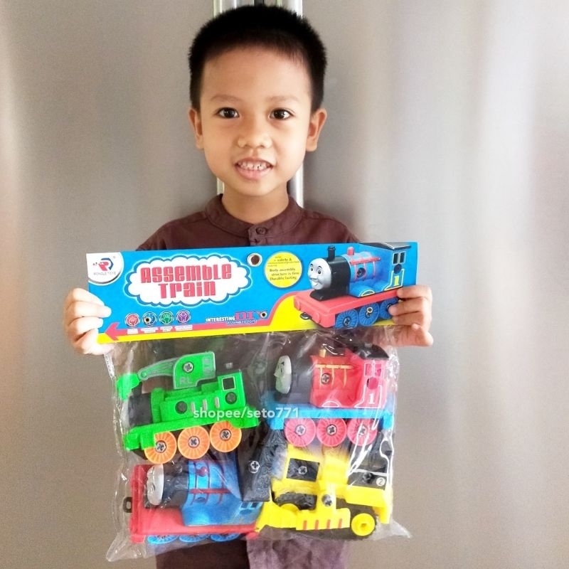 Mainan Anak Bongkar Pasang DIY Kereta Thomas /Mainan Edukasi Anak Kereta Dan Mobil Robot