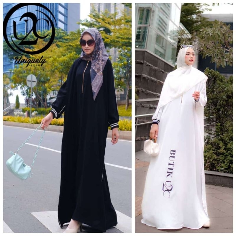 Basic Amara dress -  Busana Muslim Gamis Semi Kaftan Simple Cantik Elegan Jetblack Busui friendly S-
