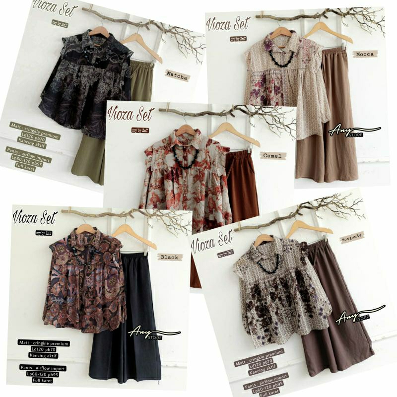 SET SETELAN BLOUSE KEMEJA KULOT BAJU BUSANA WANITA CRINKLE AIRFLOW VIOZA ORI BY ANY PREMIUM ORIGINAL