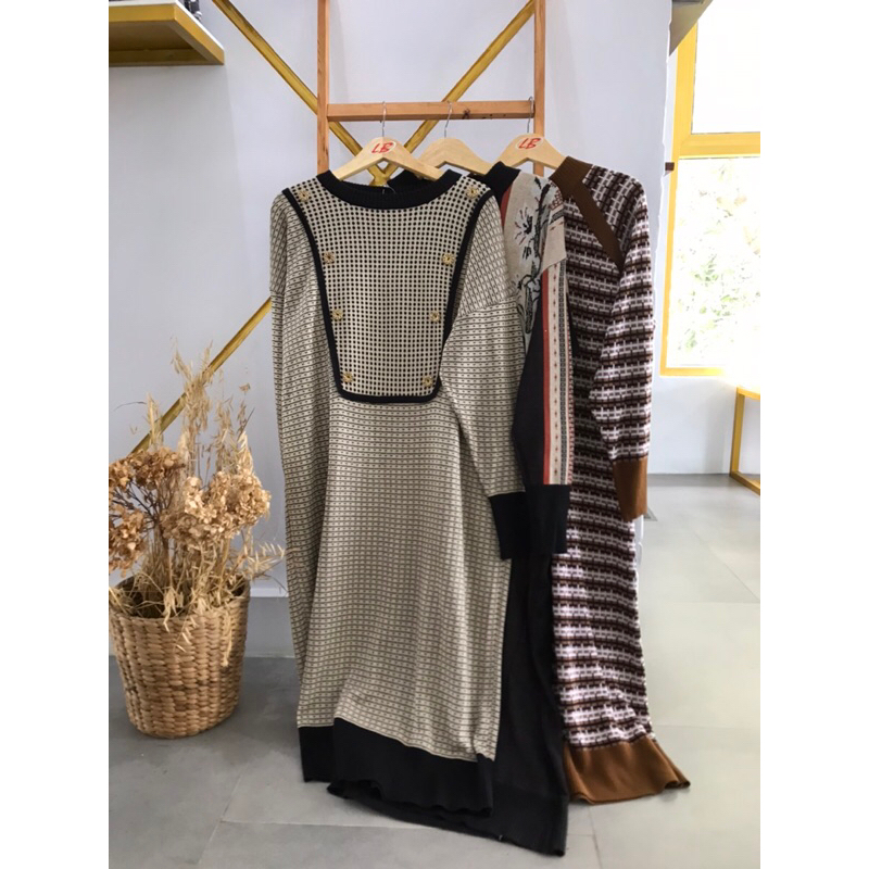 TUNIK RAJUT IMPORT DRESS WANITA RAJUT TUNIK DRESS