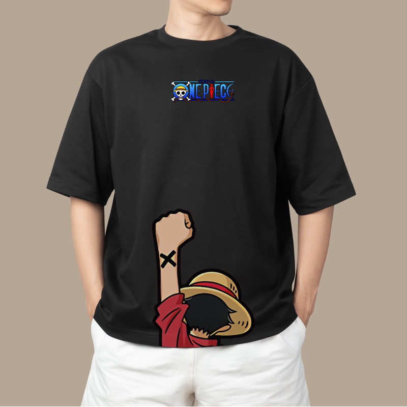 Kaos Oversize Pria One Piece Katun Combed 24s Premium| Kaos Anime | Kaos Oversize Luffy | Kaos Oblong
