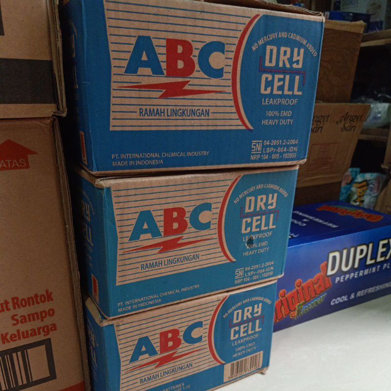 baterai ABC uk AA/R6P, untuk jam dinding dll,per box.