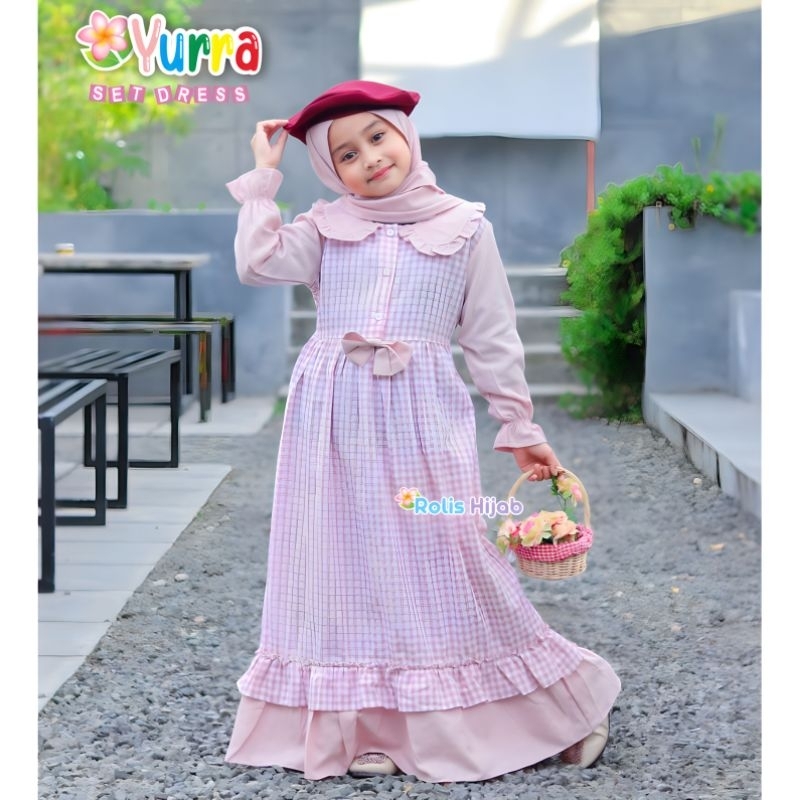 YURRA Set Dress  gamis anak gamis anak perempuan gamis muslim anak perempuan pakaian anak