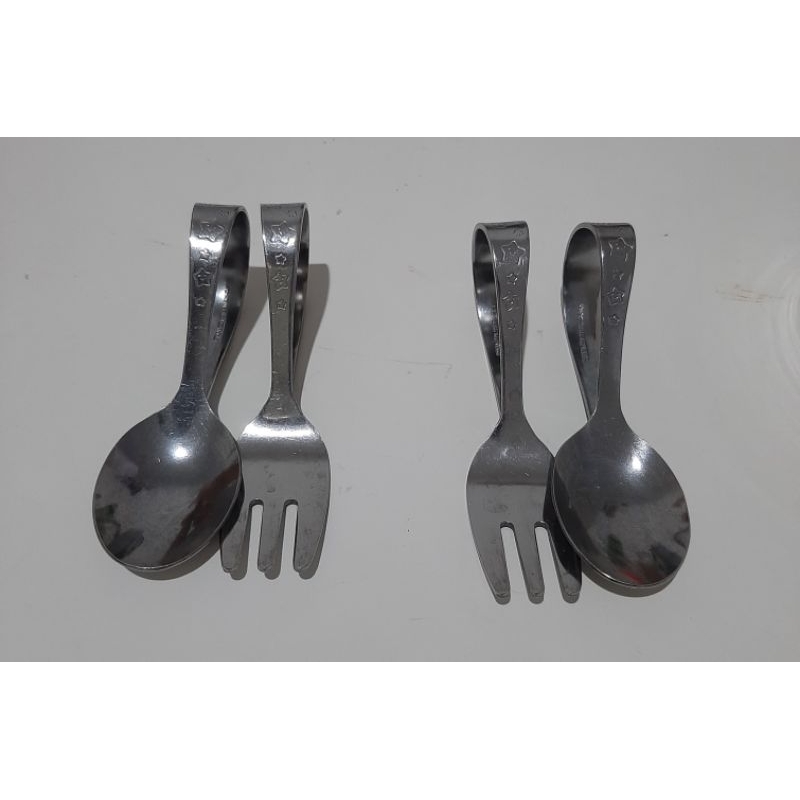 Preloved 1 set Sendok Garpu Stainless Mpasi Anak