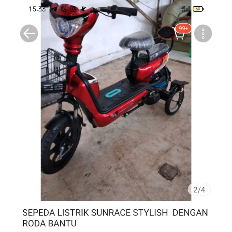 Sepeda listrik Sunrace dengan roda bantu