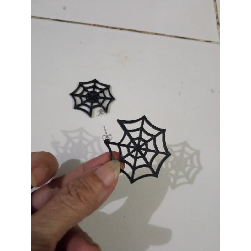 anting Halloween Spider web earring giwang tusuk jaring laba-laba