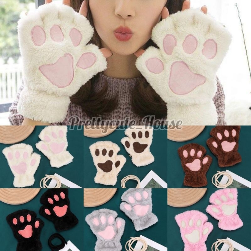 Sarung tangan paw kucing fingerless cosplay premium quality