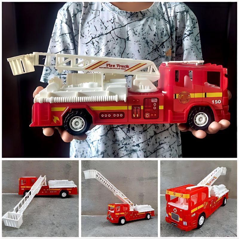 Mainan Truk Pemadam Kebakaran Besar Murah Jalan Tanpa Baterai Sistem Friction Anak Edukasi - Mobil M