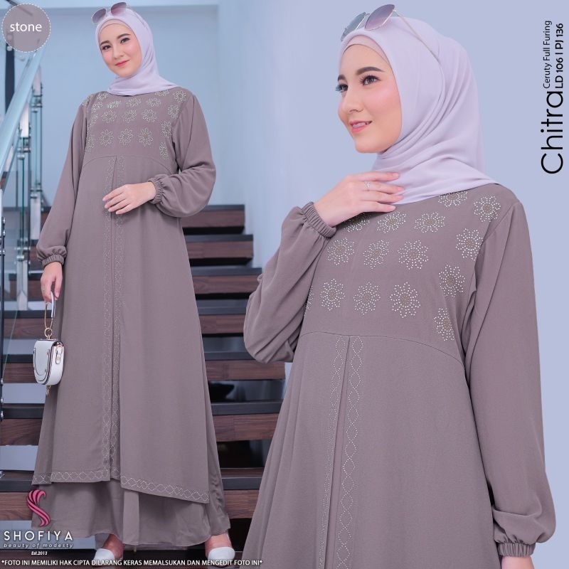 baju gamis lebaran terbaru Chitra gamis ORI by Shofiya kondangan elegan