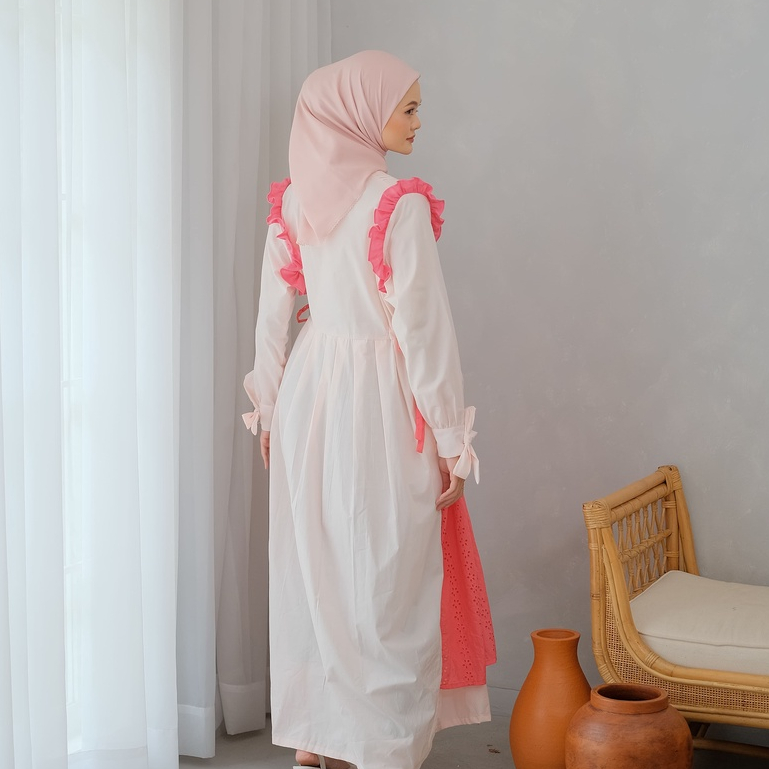 Eleanorre Sora Pink Dress Muslim Wanita