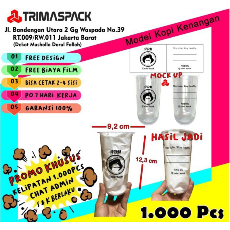 Sablon Gelas Plastik 22 Oz oval