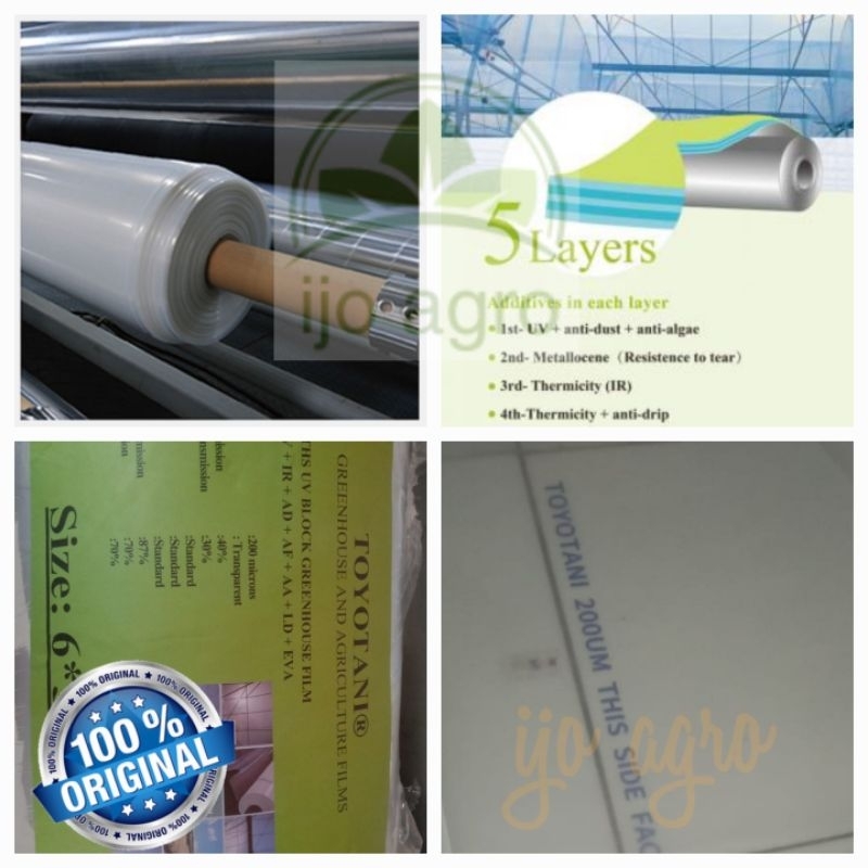 Plastik UV TOYOTANI Original tebal 200 micron , anti UV 14% ,  eceran , plastik UV premium