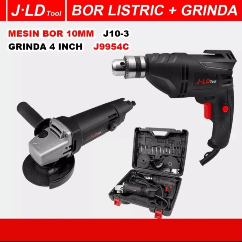 COD JLD TOOL J9954+10.3 PAKET KOPER BOR+ GERINDA LISTRIK LENGKAP AKSESORIS. MESIN BOR BOLAK BALIK DA