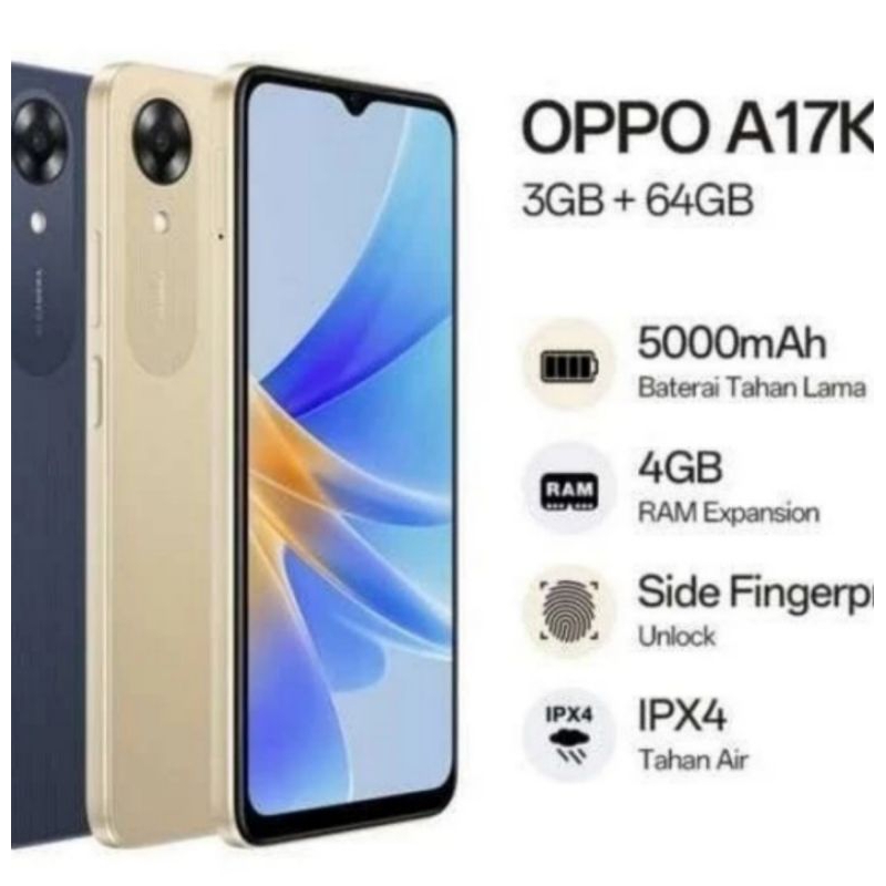 OPPO A17K RAM 3/64GB GARANSI RESMI 1TAHUN