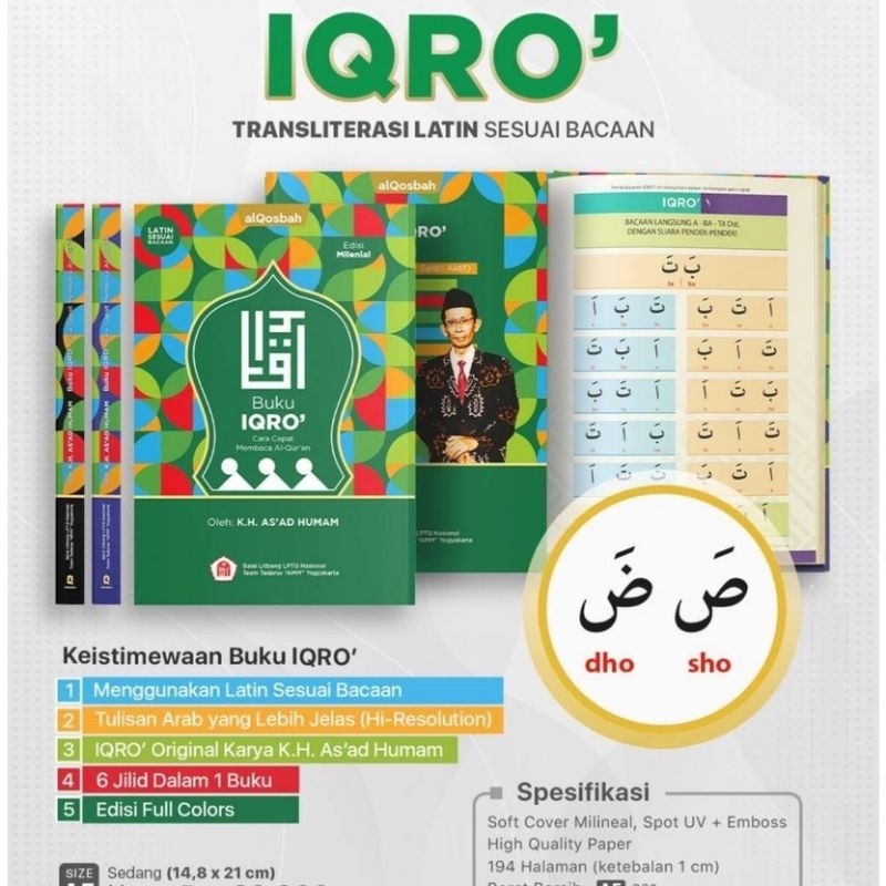 iqra besar 6 jilid edisi arab latin tajwid warna iqra anak