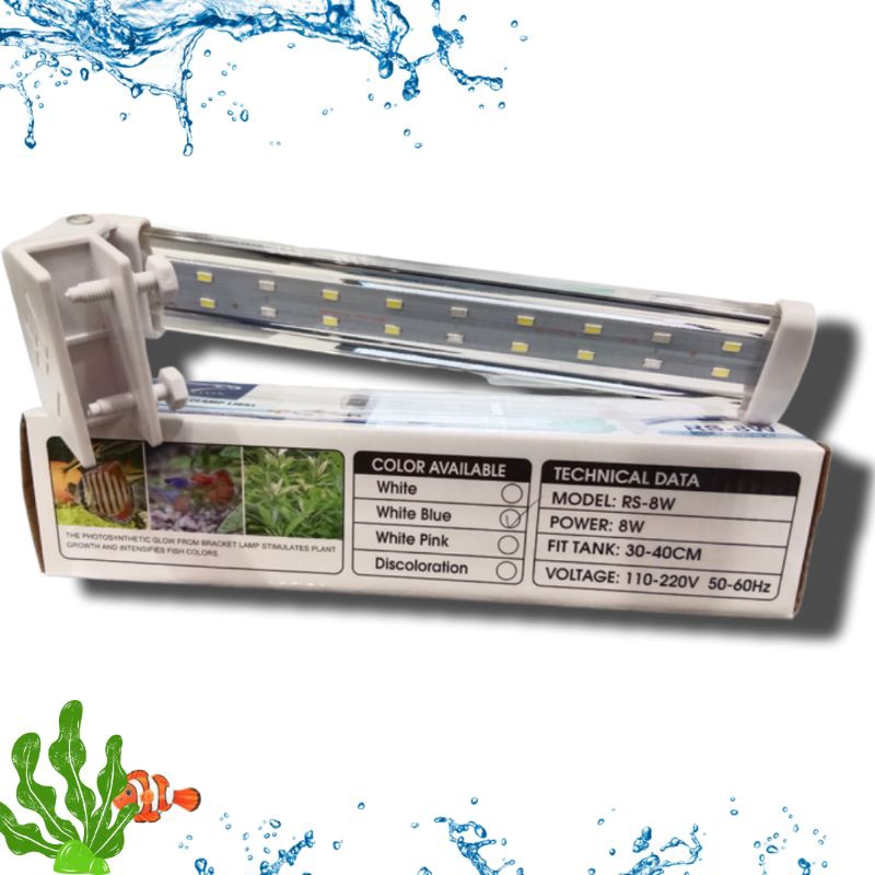 PROMO MURAH Lampu aquarium aquascape LED Crystal Mini Clamp Light Rosston RS 8watt