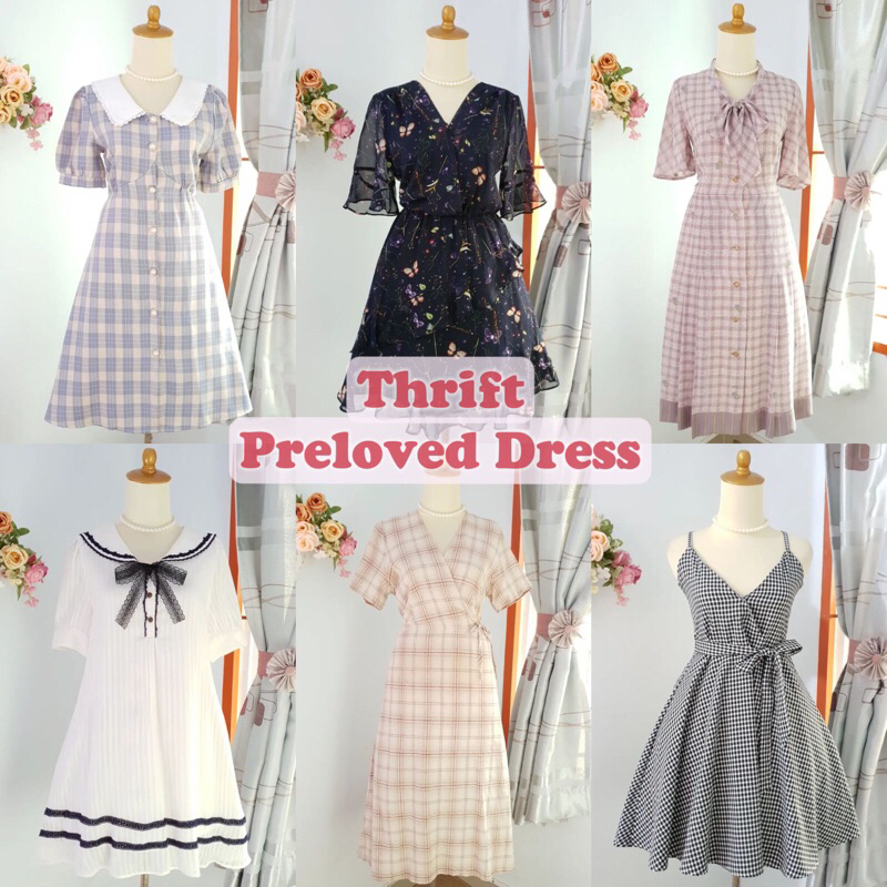 Vintage Dress Premium Like New PL No Minus Baju Pakaian Wanita Gaun Kasual | Casual Dress | Gaun Pes
