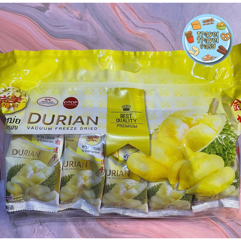 Wan Mei Durian Vacuum Freeze isi 10 Thailand - Durian Kering Snack Import Bangkok