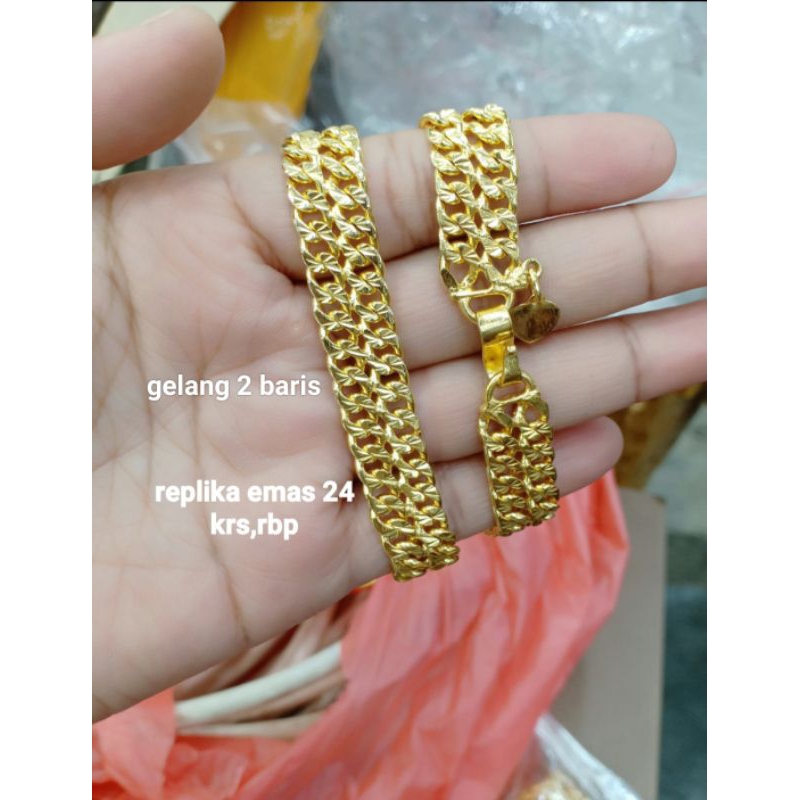 Gelang replika emas 24 k model 2baris