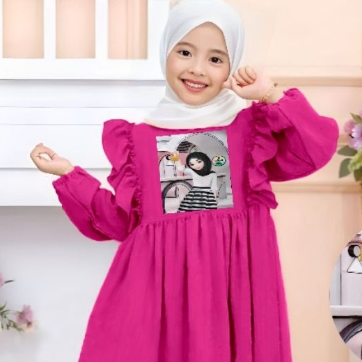 GAMIS ANAK CRINGKLE AERFLOW GAMIS ANAK PEREMPUAN TERBARU GAMBAR SELEBEW BAJU MUSLIM ANAK