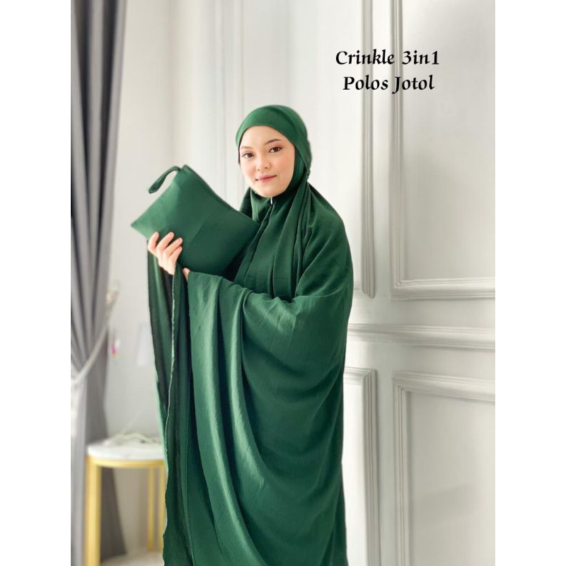 COD Mukena Polos Crinkle 3 in 1 Dewasa Jumbo