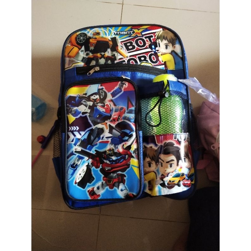 Tas Ransel Anak Laki-laki Karakter spiderman Boboiboy Tayo gratis botol minum - tas Sekolah SD TK