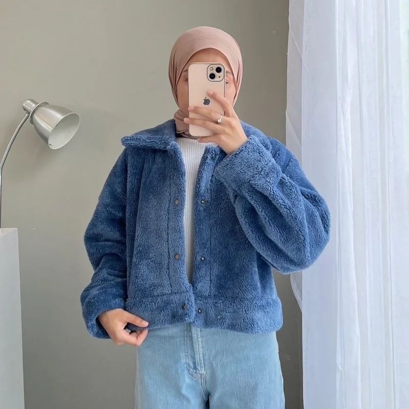 FURRY JAKET BULU - JAKET BULU - JAKET MURAH - OUTER - JAKET WANITA - JAKET OVERSIZE
