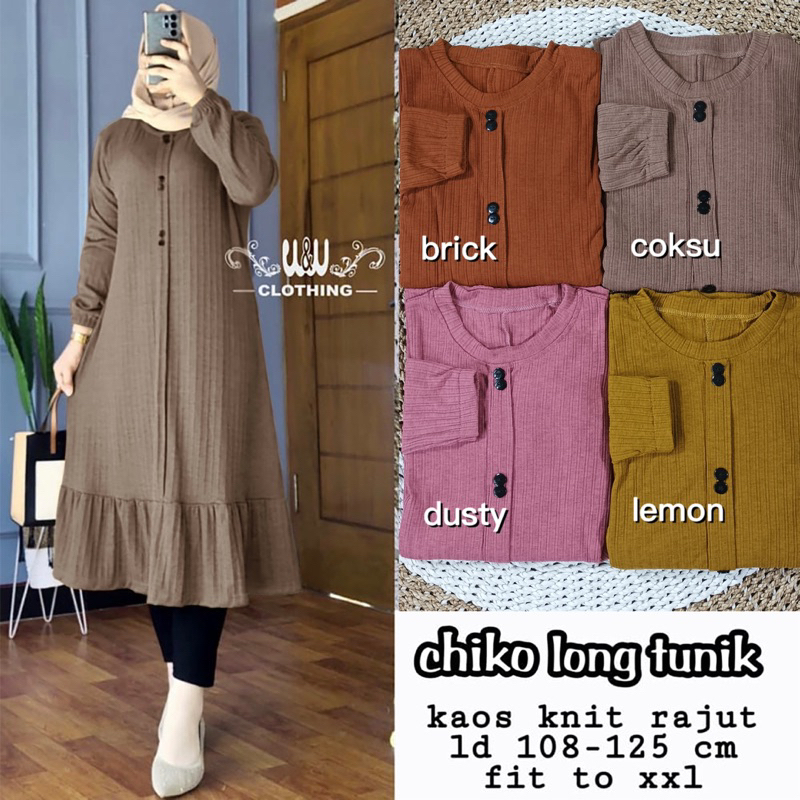 Chiko Long Tunik - Tunik Knit Kaos Rajut LD110-125 Oversize / 558-7254