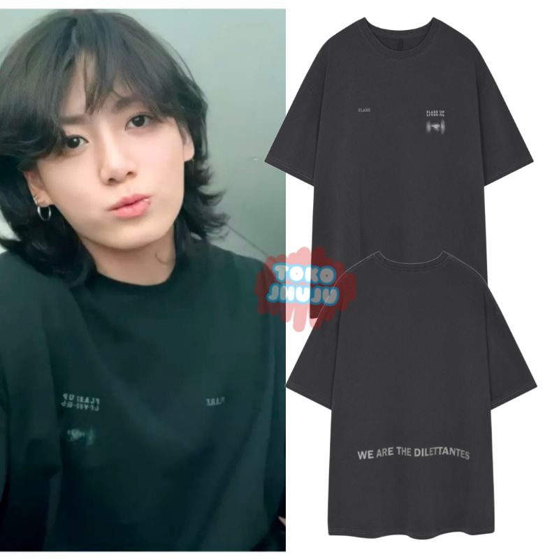 Kaos Jungkook Bts Flare Logo Kiri Kanan + sablon belakang