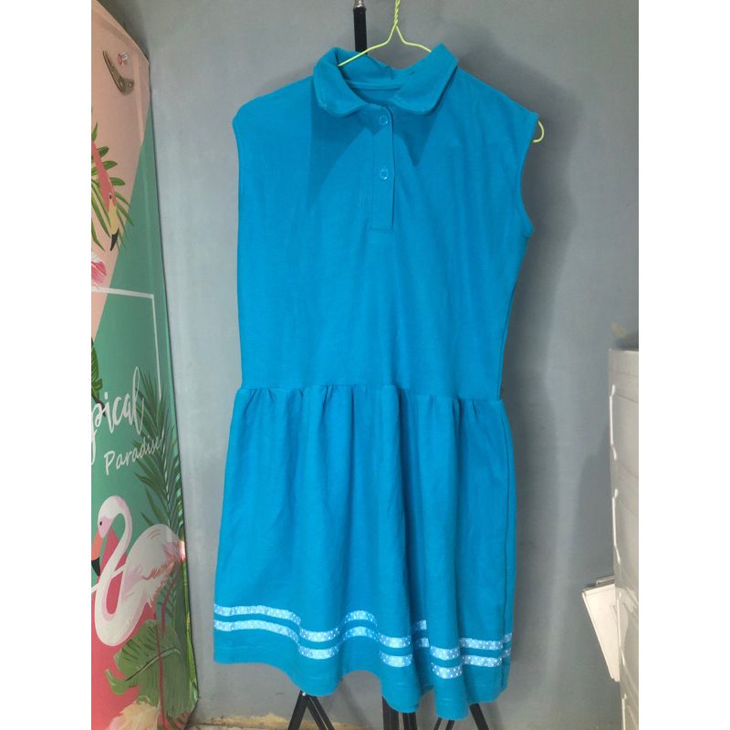 preloved dress anak biru bahan polo