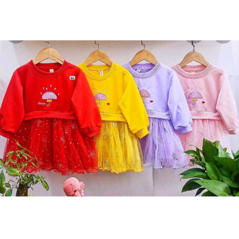 [0-4th] Dress anak import lengan panjang 0-4 tahun tile halus / dress sweater anak import premium lengan panjang