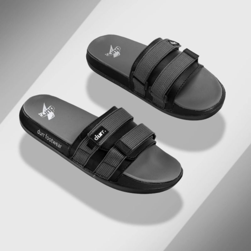 DURR FTWR - Meta Black Black | Sandal Durr Meta Force Double Spon Full Black (4 Warna) Durr Footwear Sandal Slide Terbaru
