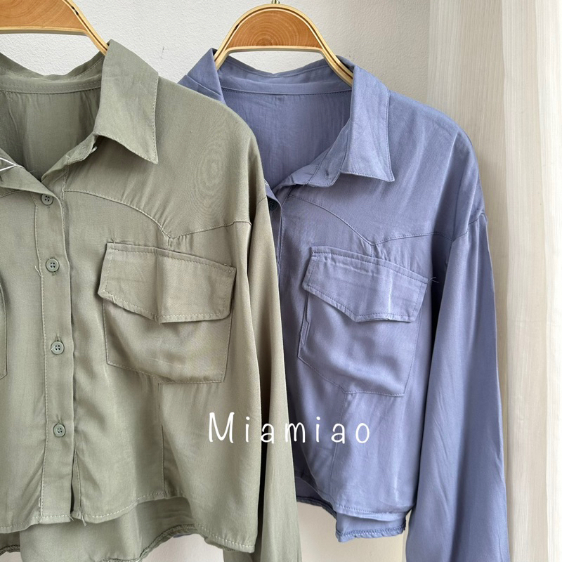 SEORINA SHIRT CANTIKA TOP RAYON TWILL POCKET KEMEJA