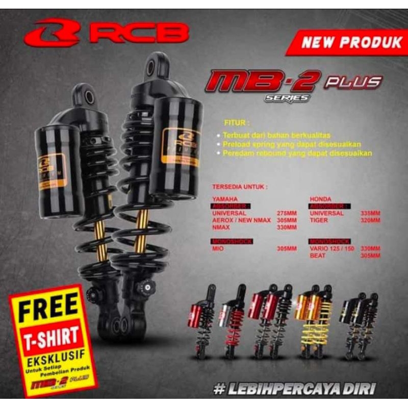 Shock Tabung RCB MB2 Plus MB2+ Black Series Nmax old Nmax New Aerox 155 New Aerox Connected Aerox Old PCX ADV 150 305MM 330MM Original RCB