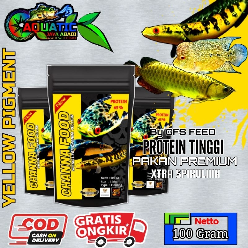 CHANNA FOOD YELLOW/Makanan ikan channa 100Gram