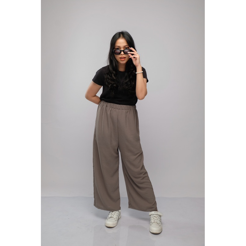 LOORI Emma Celana Kulot Crinkle Grey