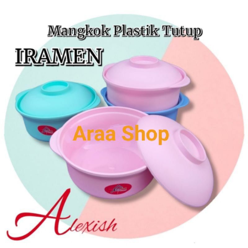 ALEXISH Mangkuk Tutup Plastik / Mangkok Basi Bulat Tutup 15cm / Wadah Tempat Sambal Sayur Makanan Ma