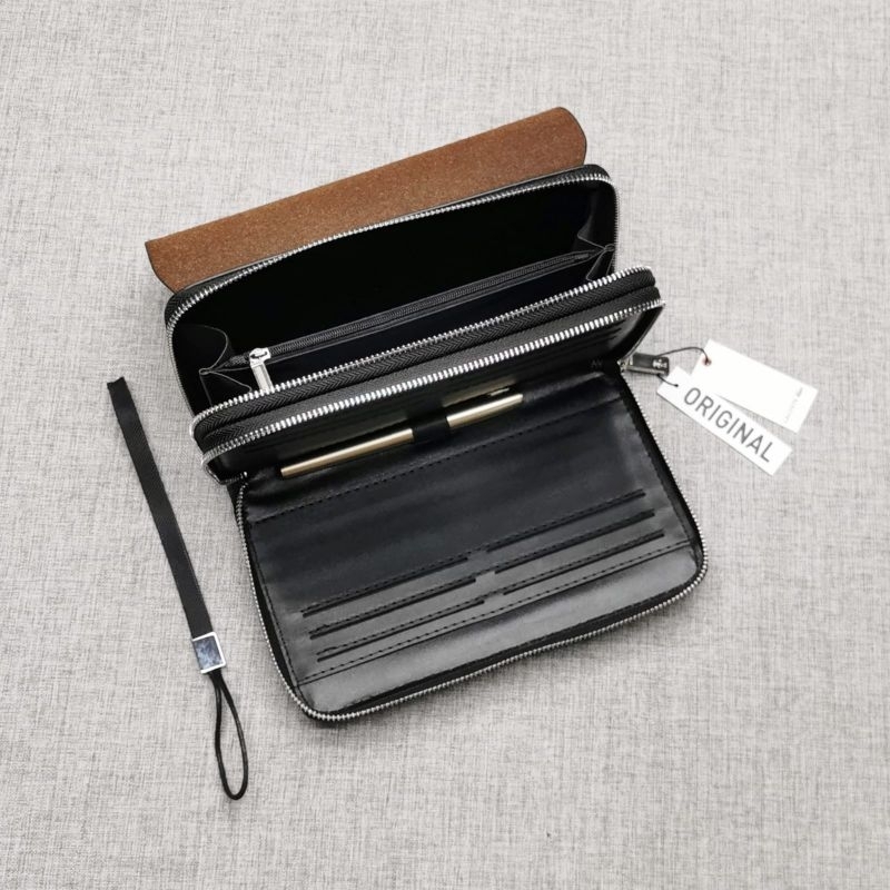 Handbag Leather Grid 022 Black (Penutup sudah magnet) Free Ballpoint Gold Exclusive