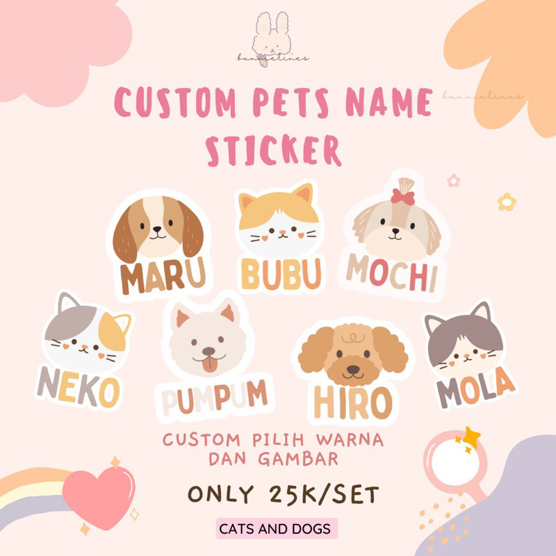 

sticker nama anabul/stiker nama custom pets/kucing anjing