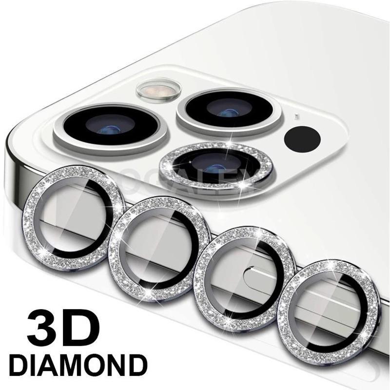 [ 1 SET SESUAI TYPE ] Lens Kamera Ring Metal Bling Diamond Glitter FOR IPHONE 13 14 PLUS PRO MAX MINI FULL Covarage Anti Strach Lensa Skinguard Antigores Kamera Screen Tempered Glass kamera belakang