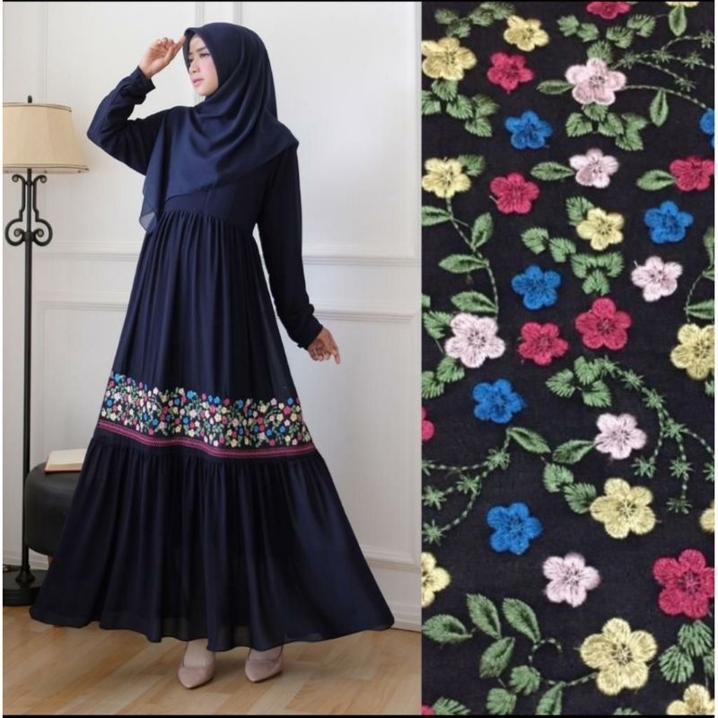 Gamis Ayunda Bordir Moscrepe All Size